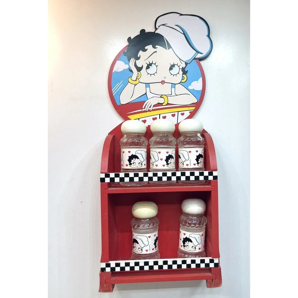 Vintage BETTY BOOP 2004 Bright Ideas Spice Rack W/ Jars Rare‎ READ DESCRIPTION